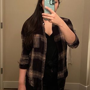 Forever 21 Brown and Black Plaid Flannel